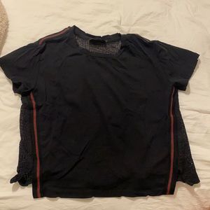 Mesh back “Gucci” striped shirt